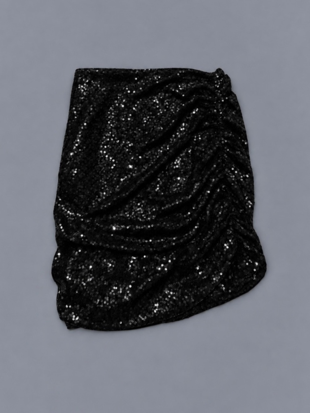 LPA Black Sequin Ruched Mini Skirt – Size XS
